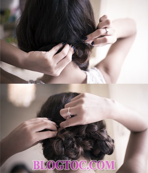 Hướng dẫn cách tạo kiểu tóc búi 2 bên và kiểu tóc vặn xoăn 2 bên cho cô nàng tóc xoăn 6