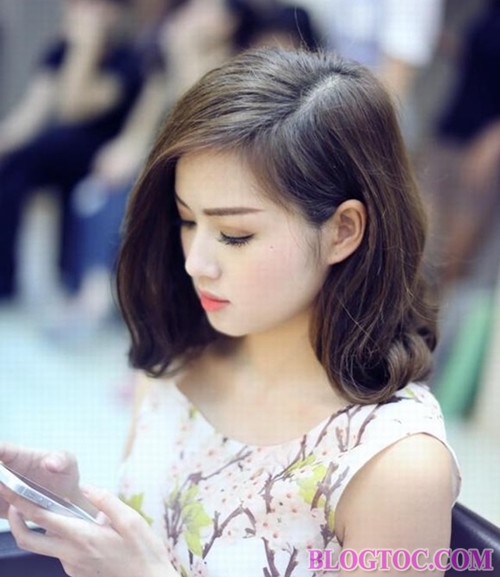 Tóc ngắn ngang vai Hàn Quốc thẳng cho mặt dài đẹp quyến rũ được nhiều bạn gái lựa chọn nhất 13